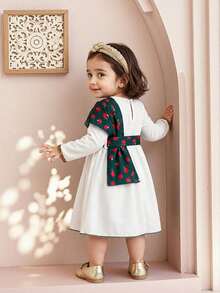 Vestido de manga larga con cintura ceñida, decoración con flecos de colores para bebé niña, moda primavera/otoño - Blanco - Ver 2
