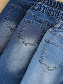 SHEIN Vintaside Kids 3pcs Young Boy Casual Everyday Commute Versatile Elastic Skinny Tapered Jeans - Multicolor - View 6