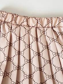 Playful Pals 2件套女婴夏季蝴蝶结印花吊带背心和百褶裙套装