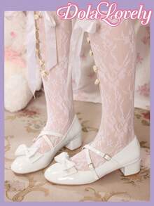 Dola Lovely Giày cao gót mũi nhọn, thiết kế nơ và khóa cài thanh lịch dành cho nữ, phù hợp để đi lại hàng ngày. - trắng - Xem 4