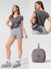 GLOWMODE Bolsa de hombro resistente al agua de 1.5L con correa ajustable y bolsillo extraíble, para uso diario y casual - Gris niebla - Ver 8