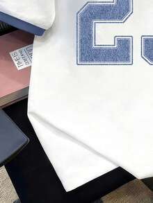 Manfinity Joysei 男士时尚休闲23字母印花撞色拼接T恤 - 白色 - 查看 3