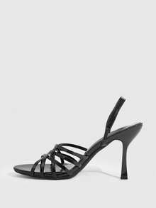 CUCCOO SZL Women's French Style Bestselling High Heel Shoes, Black Mesh Criss-Cross Strap Backstrap, Suitable For Gala, Runway, Party