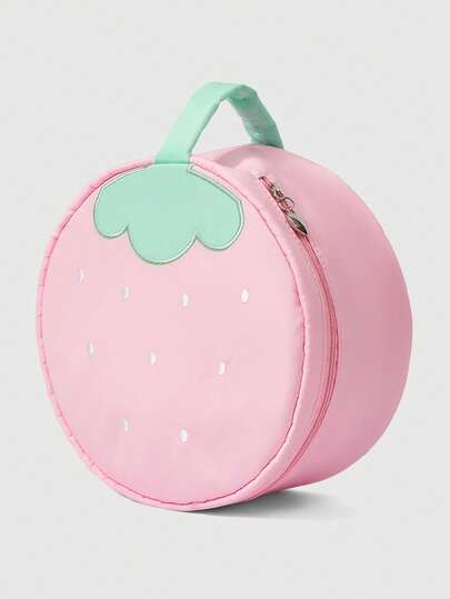 ROMWE High-Quality Embroidery Thread Anti-Splashing Water Large-Capacity Strawberry Cosmetic Bag Storage Bag Jewelry Bag Gift Gift