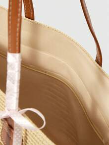 ROMWE Fairycore 1pc Summer Beach Starfish Series Shell & Seashell Woven Shoulder Hand Carry Bag, Beach Bag, Straw Handbag For Women (Charm Color & Style Randomly) - Multicolor D - View 6