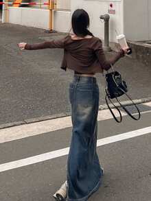 DAZY 两件套女士扭结针织吊带背心+开衫叠穿套装 - 棕色 - 查看 2