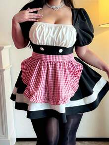 Vibekara 大码女仆装，性感可爱连衣裙 - 黑與白 - 查看 2