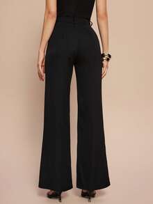 Olia Maree Olia Maree 女士纯色褶裥休闲/工作喇叭裤 - 黑色 - 查看 5