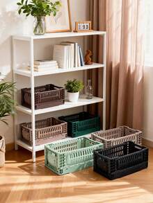 Joivida 1个彩色塑料可折叠收纳篮，非常适合收纳和日常使用，易于组装，可用于厨房、浴室、办公室、客厅、教室、宿舍等场所。 - 彩色 - 查看 3