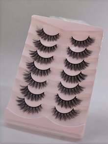 7对俄罗斯浓密型假睫毛，交叉纤长自然蓬松款，柔软无动物实验，适合送礼，打造自然美睫效果 - 黑色 - 查看 5