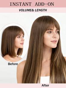 9AM HAIR 蝴蝶结发片,真人发,无胶 OVO PU 孔,手工编织,隐形 DIY 双层发片,直发,1 片装,16 英寸 - S4/4/27 - 查看 9