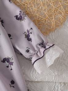 Young Girls Pajamas-2 Piece Pajama Set Spring To Summer - Purple - View 7