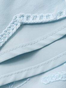 DAZY 女士优雅花卉蕾丝圆领泡泡袖中长连衣裙，夏季婚礼宾客礼服 - 藍色 - 查看 8