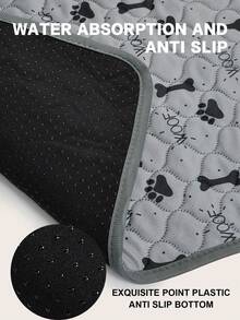 1片灰色骨头和爪印图案防水宠物垫，防滑，可水洗，可重复使用，适用于小型/中型/大型猫狗 - 灰色 - 查看 9