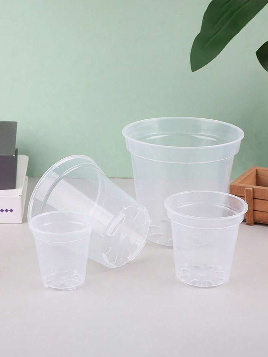 兰花幼苗圆形盆、透明兰花容器、圆形盆、蝴蝶兰透明塑料盆、绿色植物盆、用于种植石斛兰、蝴蝶兰和玫瑰扦插的实验盆 - 透明 - 查看 1