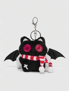 Kawaii 1个可爱黑猫波点零钱包，小型卡片收纳袋，可用作吊坠装饰品 - 多色1 - 查看 1