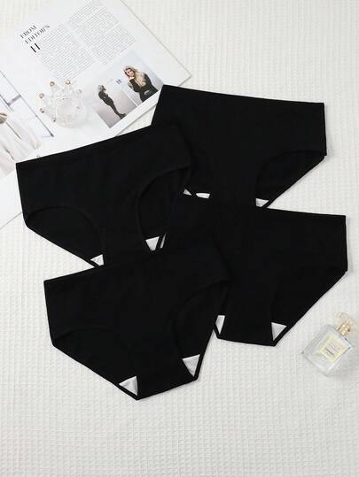 Teen Girls Panties-4 Pack Black Hipster Briefs Low Rise Mid Rise Round Neck Long Sleeve Long Pants Skirt Seamless Lightweight Stretch Waistband Comfortable Everyday Sport Casual Lounge Wear All Seasons 2026 Holiday Essential Gift