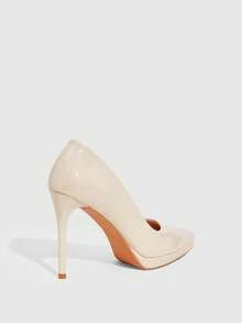 CUCCOO SZL 女鞋 女士尖头细高跟鞋 水桌杏色 女士高跟鞋 婚礼派对宴会夜店时尚简约高跟女鞋 - 杏色 - 查看 3