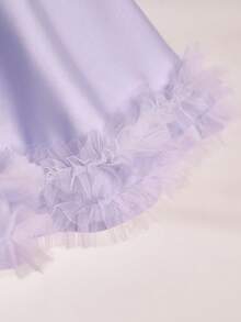 Elegant & Söt Rosa Organzablomma Kortärmad Prinsessklänning för Babyflicka - Rosa - Visa 4