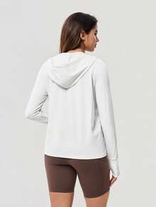 OutZeal Women Sun-Proof Jacket Summer Camping Hiking UV Protection Quick-Drying Cool Touch Hooded Long Sleeve Feature Thumbhole - White - View 6