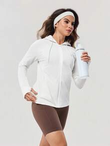 OutZeal Women Sun-Proof Jacket Summer Camping Hiking UV Protection Quick-Drying Cool Touch Hooded Long Sleeve Feature Thumbhole - White - View 9