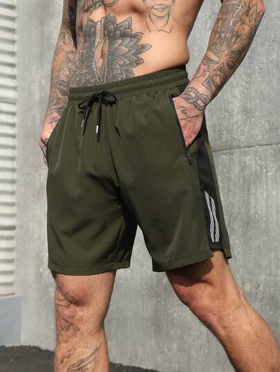 Manfinity Sport Polished Men's Casual Printed Sports Shorts Sweat Pants