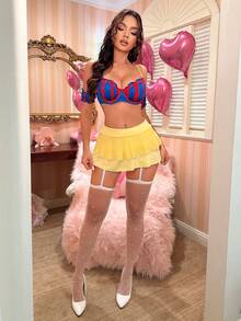 Fantasy Costume Bộ đồ lót nữ 4 món gợi cảm in hình sữa, có gọng nâng ngực. - Nhiều màu - Xem 4
