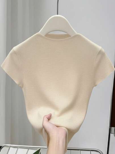 GlowEve 女士纯色简约短袖毛衣，日常穿着