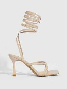 CUCCOO SZL Women's Fashionable Apricot Strappy Heeled Sandals, Sexy For Party, Banquet, Date, Nightclub Valentine's Day - Apricot - View 8