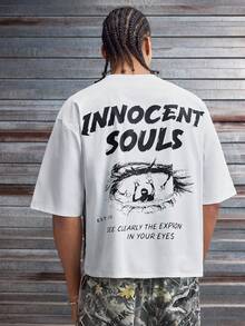 AXEPEAK 男士标语印花圆领休闲宽松T恤 - 白色 - 查看 3