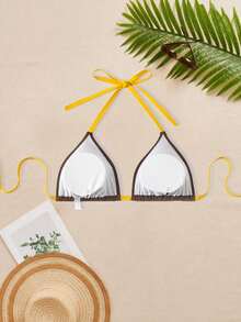 Swim Vcay Plus Size Women Floral Embroidery Minimalist Swimsuit Top - Brown - View 2