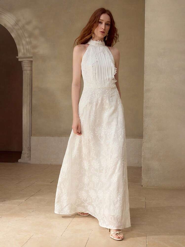 ELEGANT LACE EMBROIDERED DRESS, SPRING/SUMMER