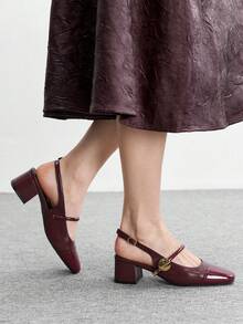 CUCCOO BIZCHIC Women's Classic Low Heel Slip-On Pumps, Black For Christmas Valentine's Day - Red Violet - View 3