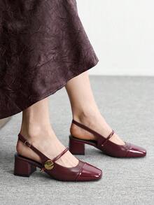 CUCCOO BIZCHIC Women's Classic Low Heel Slip-On Pumps, Black For Christmas Valentine's Day - Red Violet - View 4