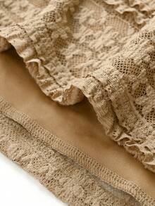 Franclia White Openwork Crochet Dress, Beach Vacation Style - Khaki - View 6