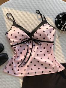 Comfortcana Áo kiểu in họa tiết chấm bi cổ điển, chất liệu 95% cotton, thích hợp cho kỳ nghỉ biển. - Nhiều màu - Xem 5