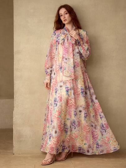 MOTF PREMIUM 春夏款欧根纱梦幻数码印花连衣裙