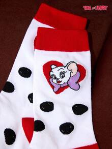 TOM & JERRY X Joivida 1 Pair Of Fashionable Cat And Mouse Socks, Sweat Absorbing And Breathable Casual Socks - White - View 6