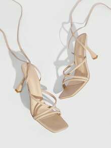 CUCCOO SZL Women's Fashionable Apricot Strappy Heeled Sandals, Sexy For Party, Banquet, Date, Nightclub Valentine's Day - Apricot - View 2