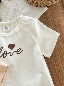 LMoss Kids 3件装女婴圆领心形图案T恤，适合春夏穿着 - 彩色 - 查看 5