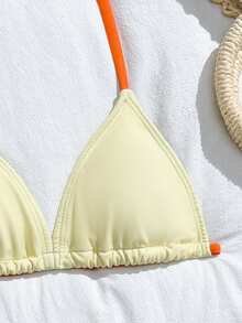 Tropical Print Tween Girl Bikini Sets - Yellow - View 5