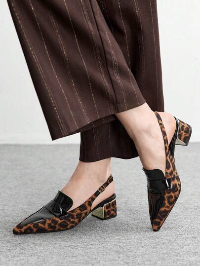 CUCCOO BIZCHIC 新款粗跟无后跟套脚高跟鞋