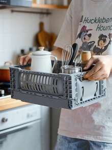 Joivida 1个彩色塑料可折叠收纳篮，非常适合收纳和日常使用，易于组装，可用于厨房、浴室、办公室、客厅、教室、宿舍等场所。 - 彩色 - 查看 10