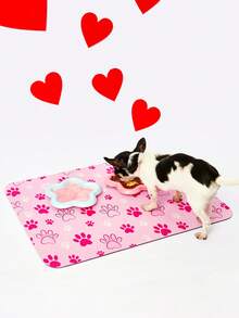 PETSIN 1片装硅胶泥浆宠物食品垫，适用于猫狗，防溅喂食垫，吸水速干垫 - 粉色 - 查看 6