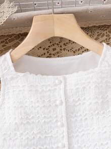 Áo không tay dệt kim màu trơn dành cho bé gái, kiểu dáng thường ngày, thích hợp cho kỳ nghỉ hè. - trắng - Xem 4