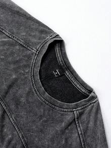 PAVTROS 男士休闲水洗街头风圆领短袖T恤和长裤套装，夏季，情人节，春夏，送男友的礼物，狂欢节，复古，街头服饰，派对，圣帕特里克节，外出 - 黑色 - 查看 5