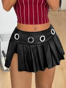 Coolane Women's Y2K Coachella Black And White Total Design Mini Skirts - Black - View 1