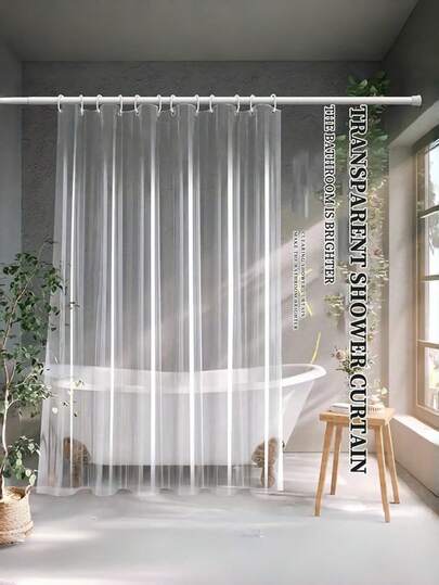 1件加厚PEVA材质浴帘衬里，8股加厚，透明。适用于浴室隔断和浴帘。包含12个塑料浴帘环。防水，适用于浴室和阳台隔断。多种尺寸可选。