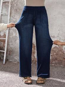 EMERY ROSE Women's Casual Loose Straight Leg Jeans,Valentine's Day,Summer,Carnival,Beach,Party,Elegant Party Dress,Going Out - Blue - View 4