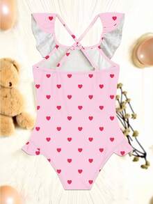 Sparklyn 1pc Girls Heart Print One-Piece Swimsuit